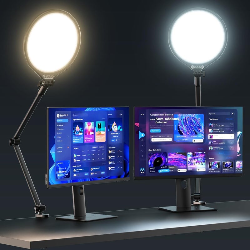 UBeesize 10" Key Light for Streaming, Desk Ring Light with Adjustable Arm (1 Pack), Zoom Lighting for Home Office, Gaming, Podcast, Video Calls, and Recording - Image 1